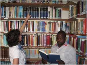 Nancy & Student, Dumisani Library